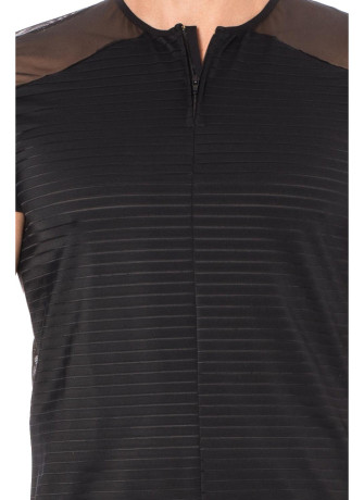 T-shirt noir rayé opaque et transparent - LM2906-81BLK